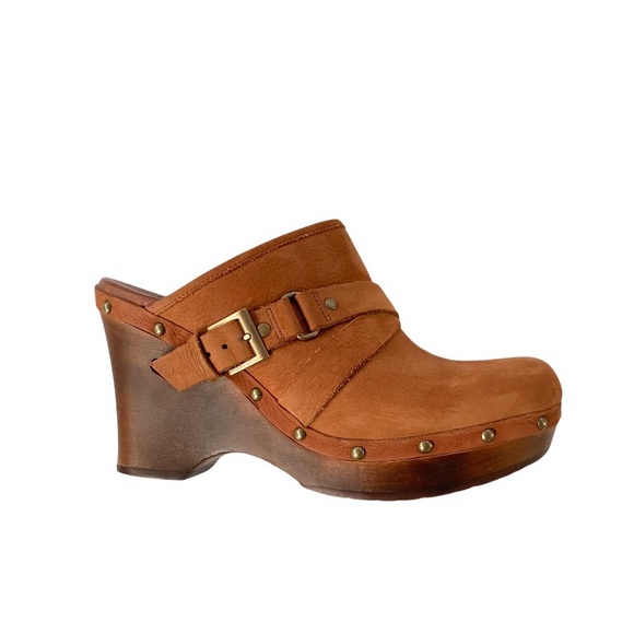 UGG Shoes - UGG Natalee Suede Sheepskin Lined Wedge Clog 10
